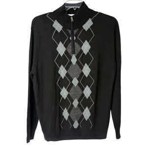 Geoffrey Beene‎ Lightweight Black Long Sleeve Pullover Men's Sweater Sz Large